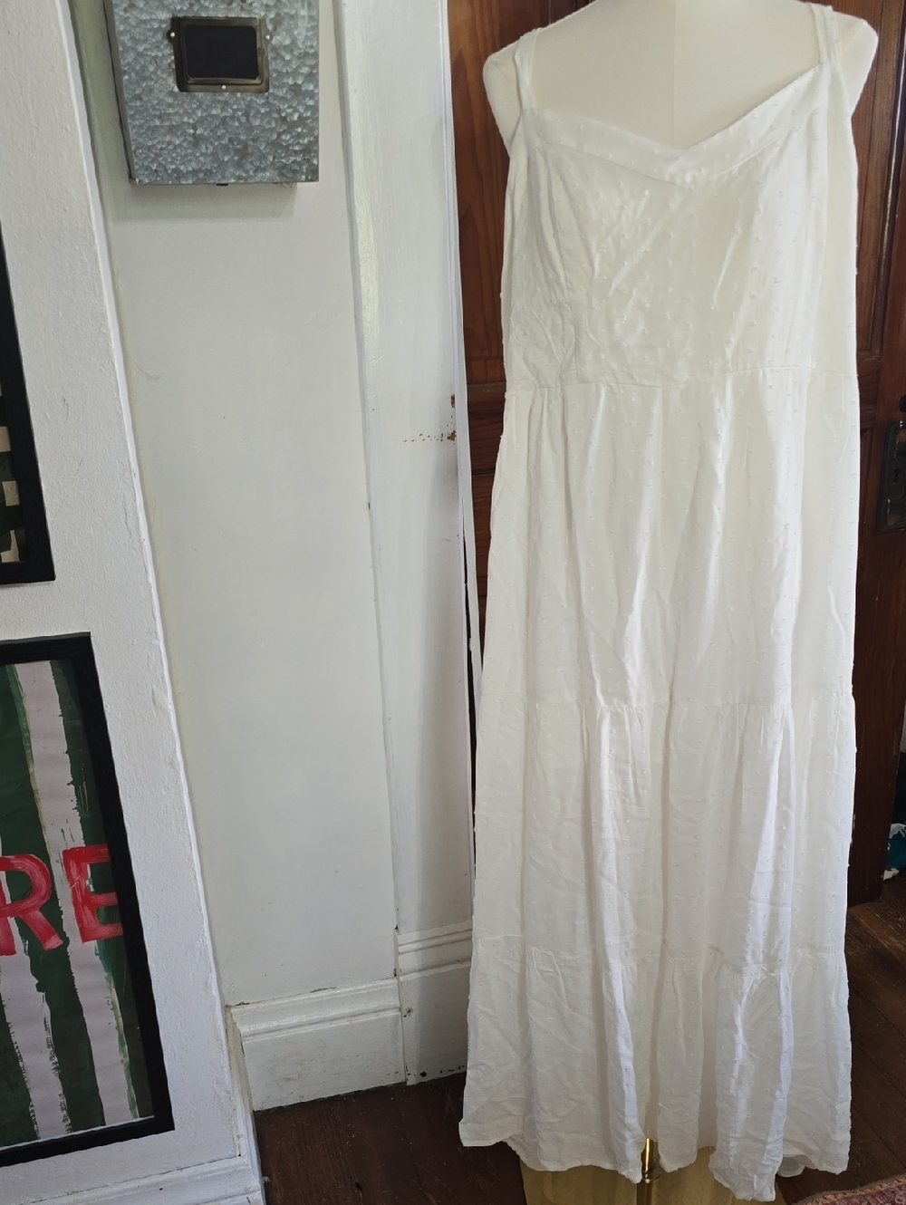 Vintage Lee White Maxi Sundress with Spaghetti Straps 2x Nwt